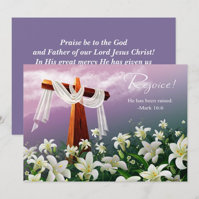 Rejoice. Christian Religious Easter Cards (Front/Back)
