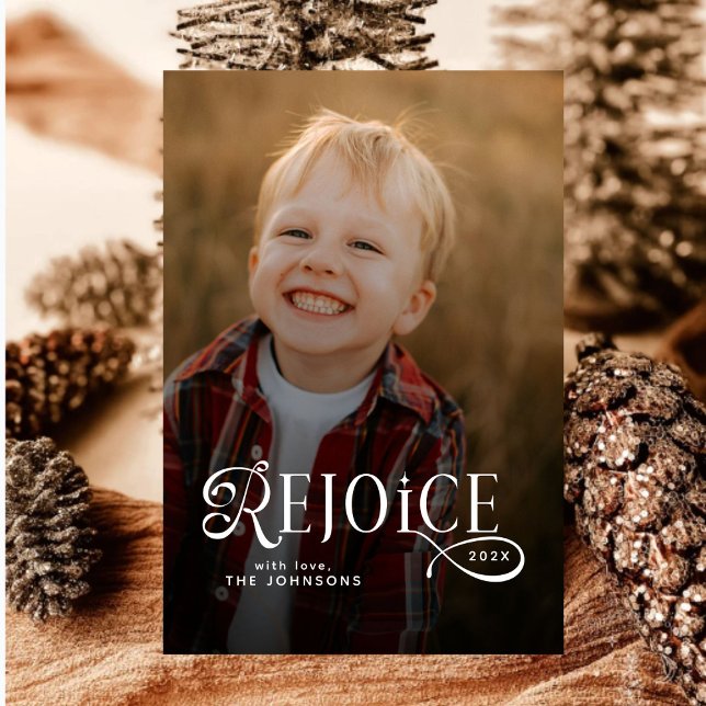 Rejoice Christian Religious Merry Christmas Photo  Holiday Card (Creator Uploaded)
