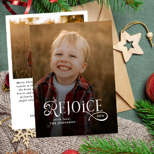Rejoice Christian Religious Merry Christmas Photo  Holiday Card