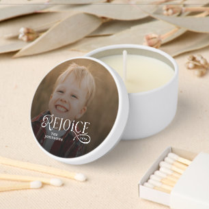 Rejoice Christian Religious Merry Christmas Photo Mini Candle Favors