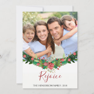 Rejoice - Christmas Garland Script Photo Card