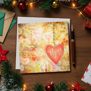 Rejoice Christmas Ornaments Pretty Inspirivity Holiday Card