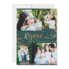 Rejoice | Collage Christmas Card | Faux Foil Green