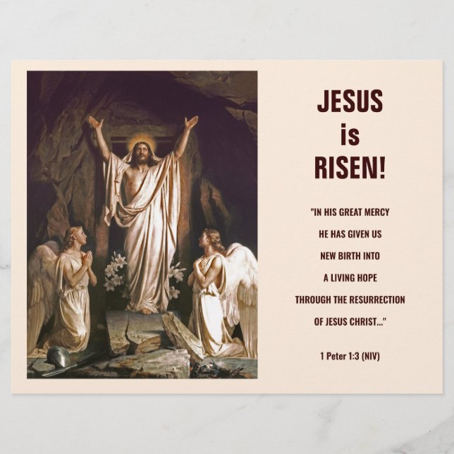 Rejoice. Customizable Easter Church Bulletin (Front)