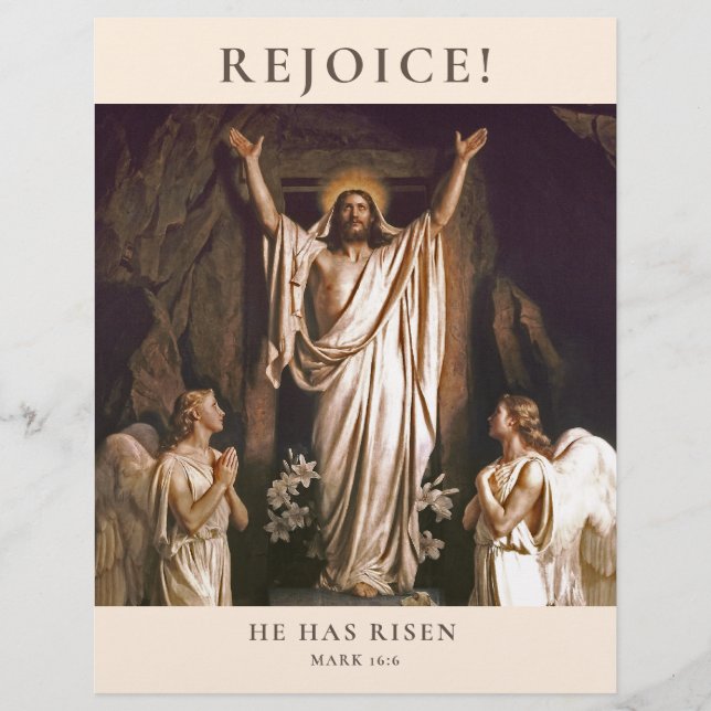 Rejoice. Customizable Easter  Church Bulletin (Front)