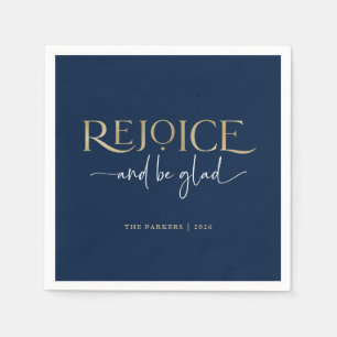 Rejoice Elegant Faux Gold Religious Christmas Napkins