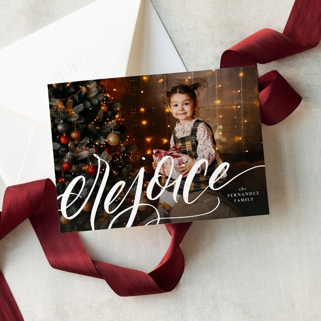Rejoice elegant handlettered religious Christmas Holiday Card (Creator Uploaded)