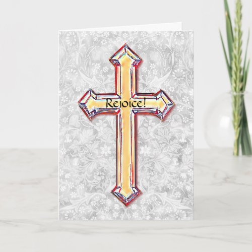 Rejoice Faith Gold Cross Art Easter Card
