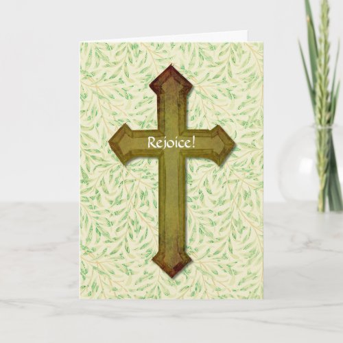 Rejoice Green Cross Faith Easter Card