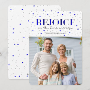 Rejoice Holiday Christmas Photo Flat Card in Ink