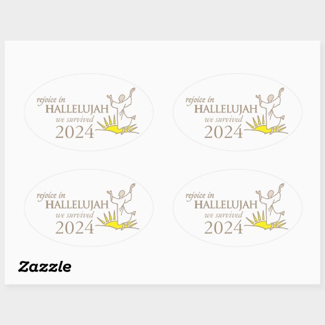 Rejoice in hallelujah we survived 2024 oval sticker (Sheet)