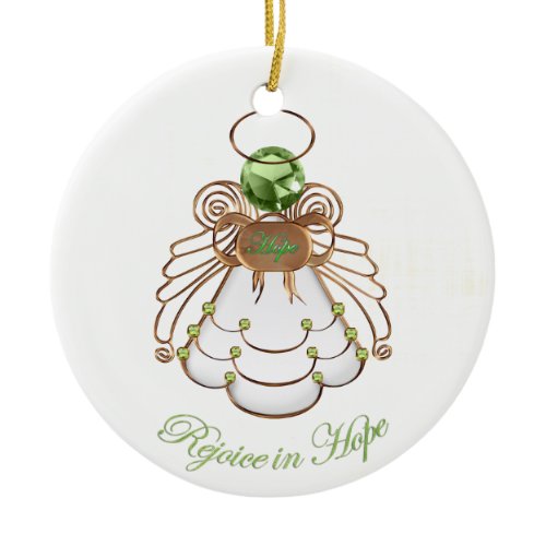 Rejoice in Hope - Christmas Angel of Hope Ceramic Ornament