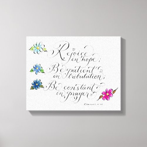 Rejoice in hope inspirational typography verse canvas print