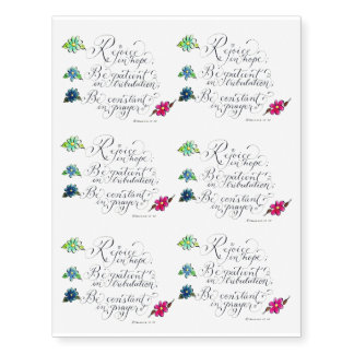 Rejoice in hope inspirational verse temporary tattoos