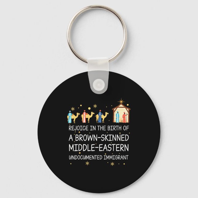 Rejoice In The Birth Of A Brown Skinned Christian  Keychain (Front)