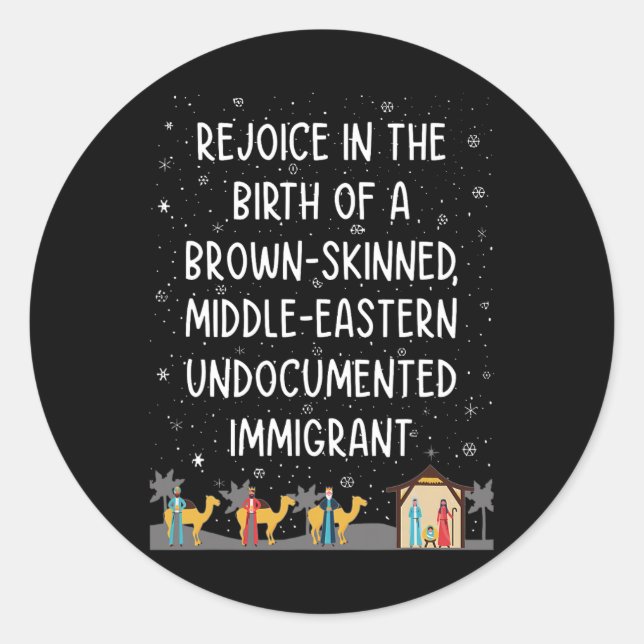 Rejoice In The Birth Of A Brown Skinned Middle Eas Classic Round Sticker (Front)
