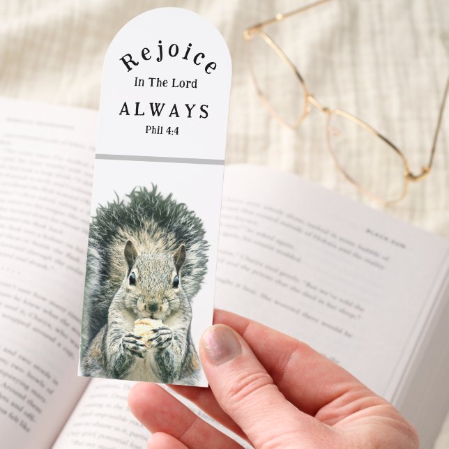 Rejoice in the Lord Always Cute Squirrel Christian Bookmarks (Hand)