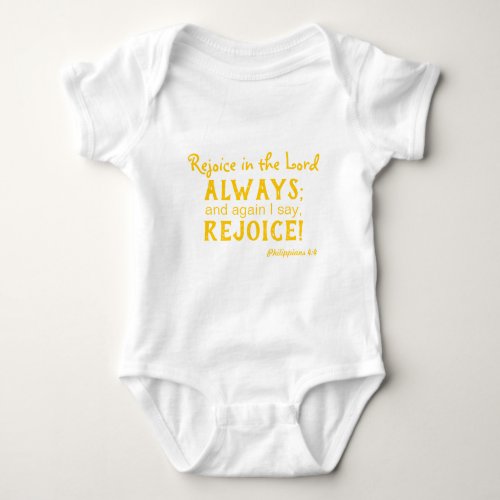 Rejoice in the Lord Always Scripture Baby Bodysuit