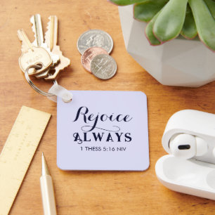 Rejoice in the Lord Bible Verse Christian Blue Keychain