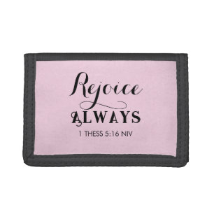 Rejoice in the Lord Bible Verse Christian Pink Tri-fold Wallet