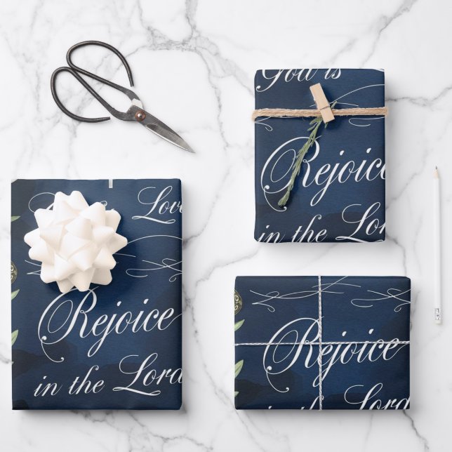 Rejoice in the Lord & Dove of Peace Wrapping Paper Sheets (Front)