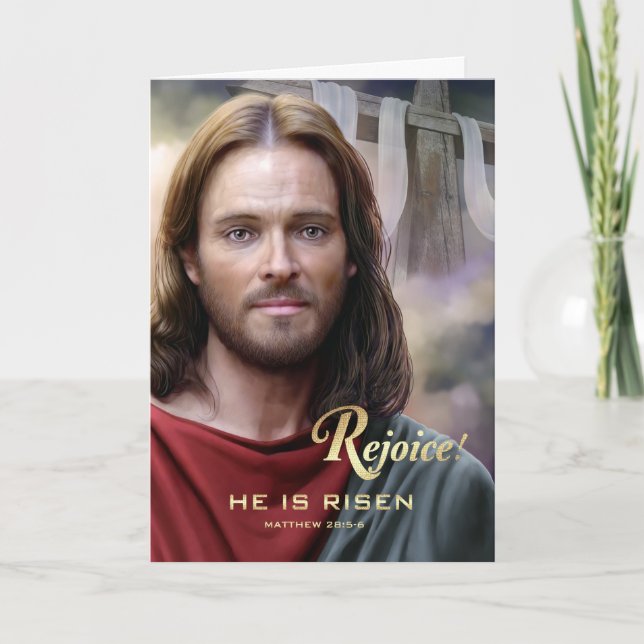 Rejoice. Jesus is Risen. Easter Greeting Cards (Front)