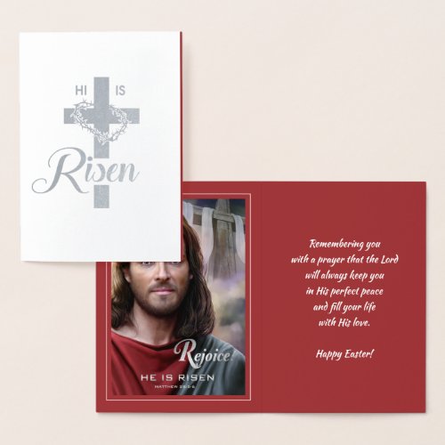 Rejoice Jesus is Risen Religious Easter Foil Card