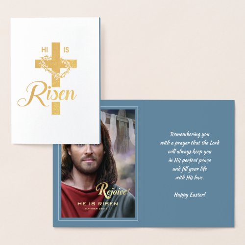 Rejoice Jesus is Risen Religious Easter Foil Card