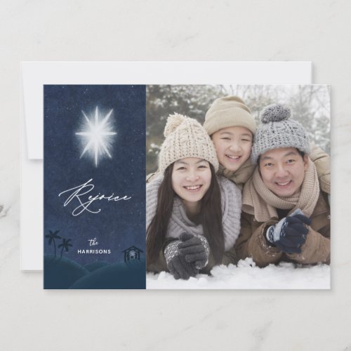 Rejoice Nativity Religious Christmas Photo Card