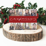Rejoice photo collage religious Christmas card<br><div class="desc">A modern script message of "rejoice" is framed by 8 photos on a festive red background. This religious-themed Christmas card is the perfect way to send holiday greetings to friends and loved ones. The back is a festive red plaid.</div>