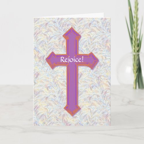 Rejoice Purple Rustic Cross Easter Card