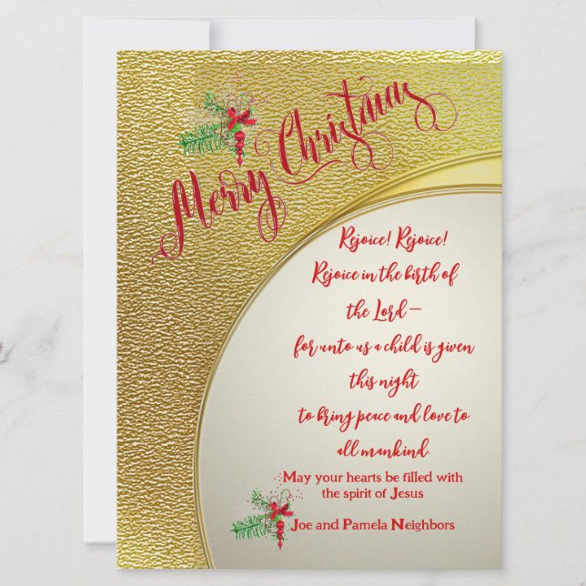 Rejoice Rejoice Christmas Card 6.5" x 8.7 (Front)