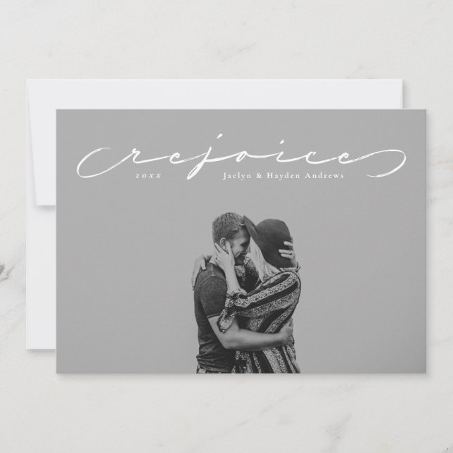 Rejoice religious Christmas holiday photo card (Front)