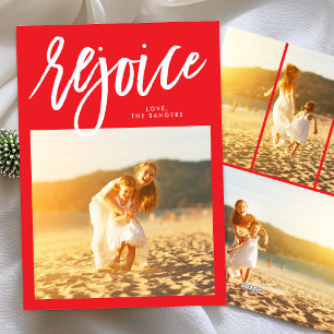 :Rejoice" Religious Christmas Photo Holiday Card
