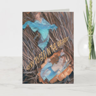 Rejoice Savior is born angel & baby Jesus Xmas Card