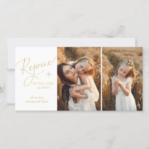 Rejoice Script Christmas Photo Holiday Card
