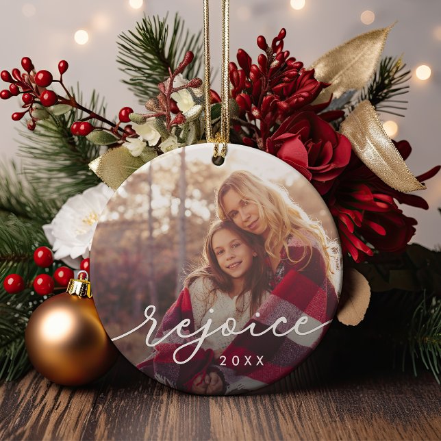 Rejoice Script | Photo Ceramic Ornament (Creator Uploaded)