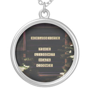Rejoice The Light Has Come Isaiah 60 Bible Verse Silver Plated Necklace