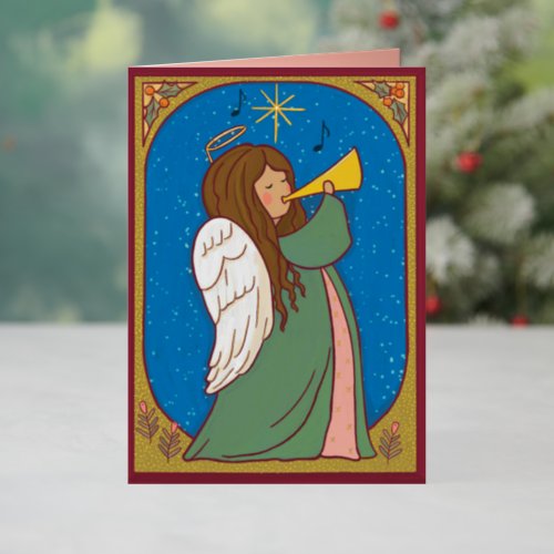 Rejoicing Angel Christmas Foil Holiday Card