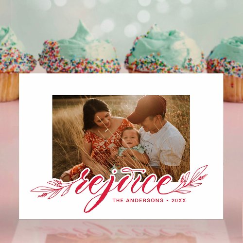 Rejoyce Script Font Typography Holiday Photo Card