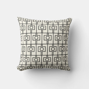 Rektangel Geometric Pattern Black and Cream Throw Pillow