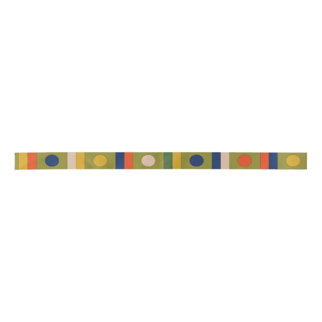 Rektangel Mid Century Modern Geometric Pattern Satin Ribbon (Front)