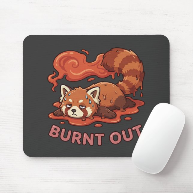 Relatable "Burnt Out" Red Panda – Cute Melted Aest Mouse Pad (With Mouse)