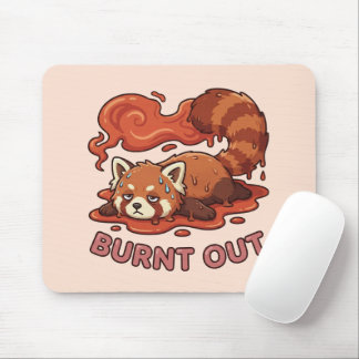 Relatable "Burnt Out" Red Panda – Cute Melted Aest Mouse Pad