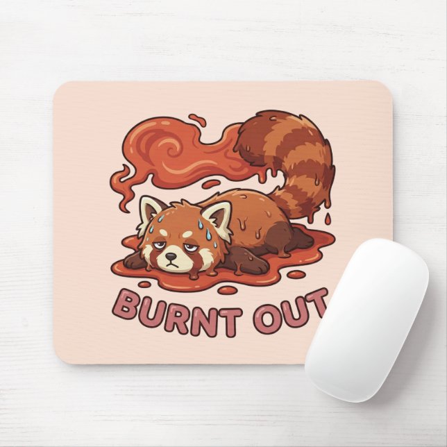 Relatable "Burnt Out" Red Panda – Cute Melted Aest Mouse Pad (With Mouse)