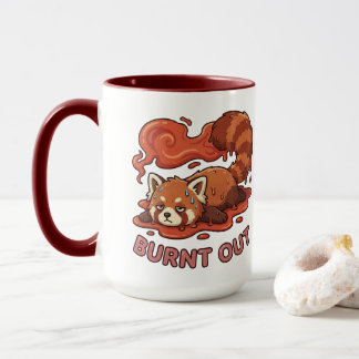 Relatable "Burnt Out" Red Panda – Cute Melted Aest Mug
