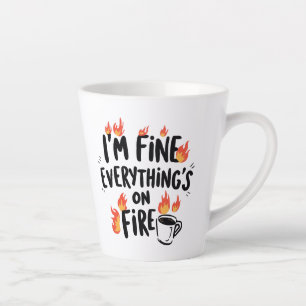 Relatable Dark Humor with Flames Latte Mug