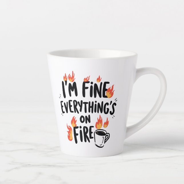Relatable Dark Humor with Flames Latte Mug (Right)
