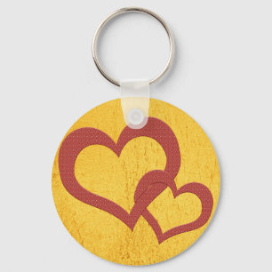 Related red hearts keychain