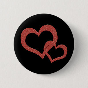 Related red hearts pinback button